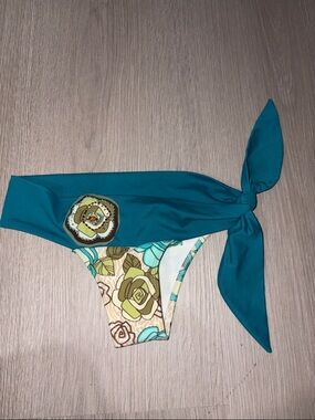 Teal Floral Tie-Side Bikini Bottom